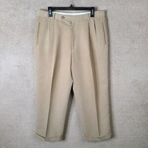 Ballin for Nordstrom Pants Mens 34x27 Tan Pleated Cuffed Trousers Microfiber